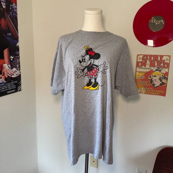 Disney Tops - Disney Parks Minnie Mouse Retro Classic Grey Graphic T Shirt with Glitter